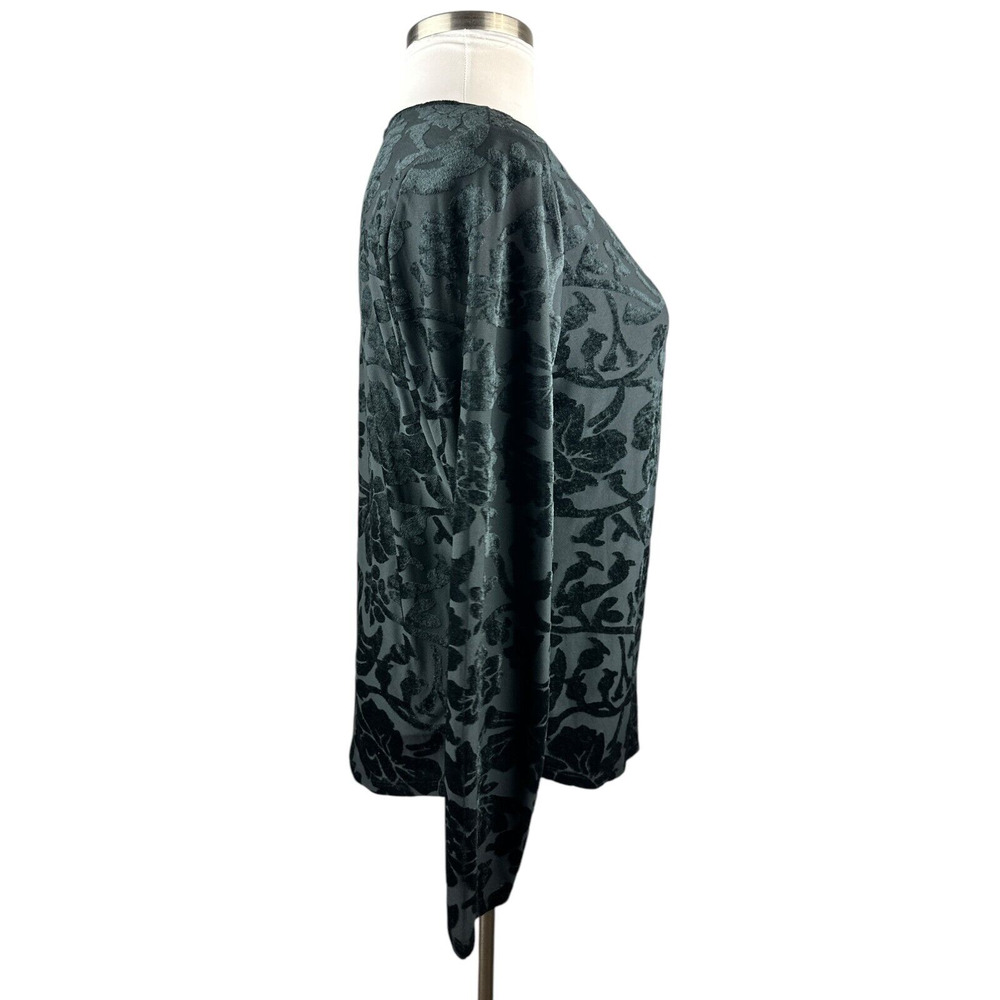 Sundance Bella Grace Floral Velvet Burnout Top Black Long Sleeve Women's Size XL - Picture 9 of 16